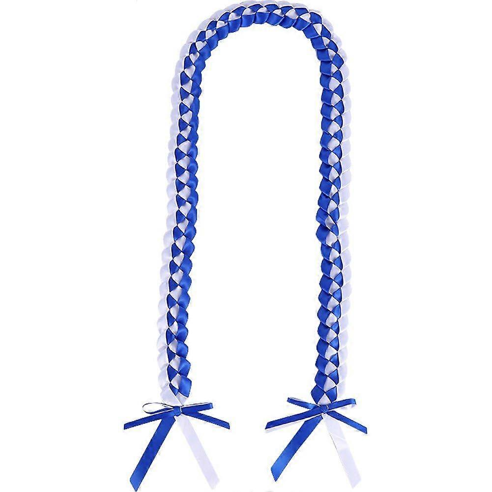 Graduation Leis ، الشريط المضفر اليدوي للتخرج، أبيض وأزرق