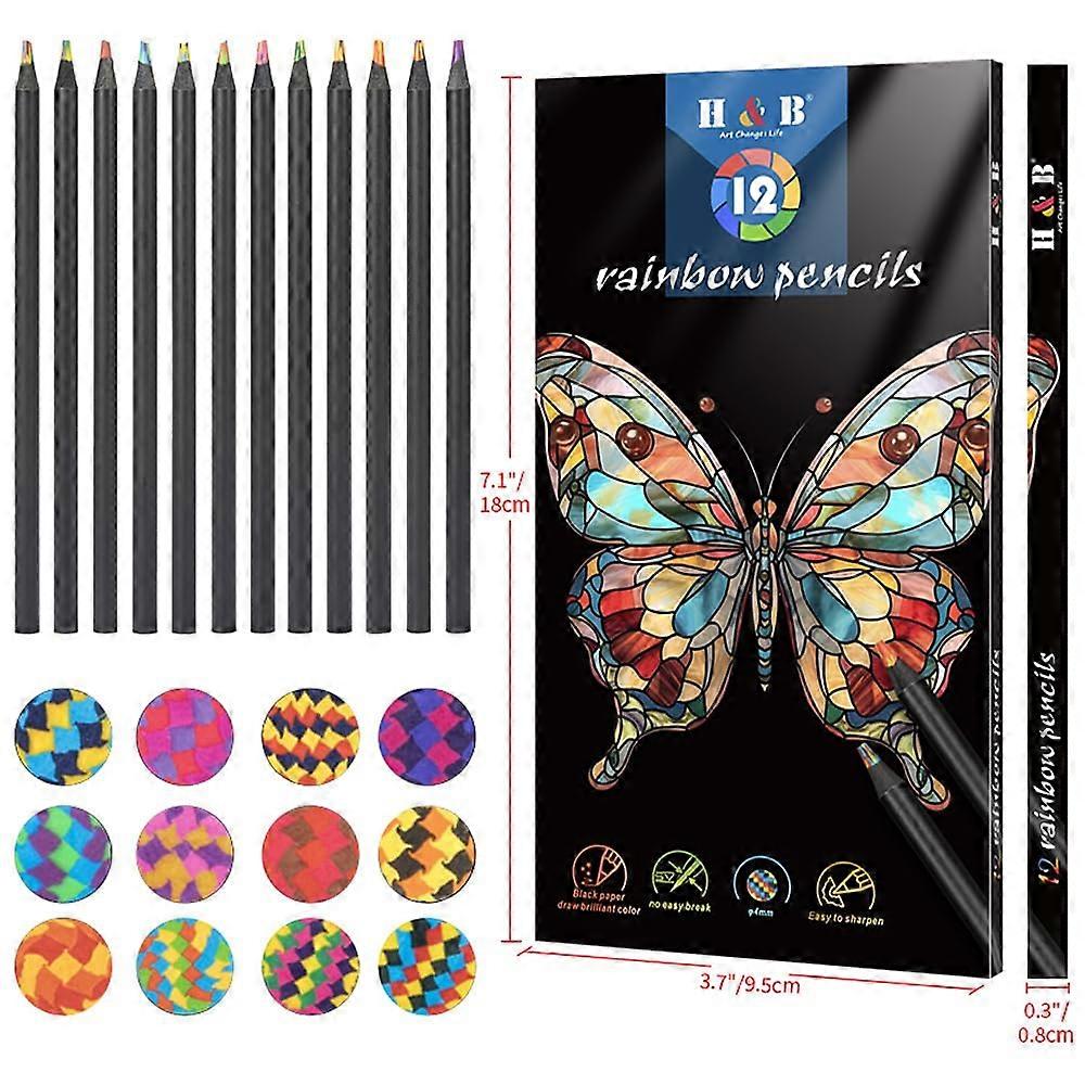 Colored Jumbo Pencils 12-Piece Multicolor Set 7-In-1 Drawing And Sketching Art Kit For Kids And Adults