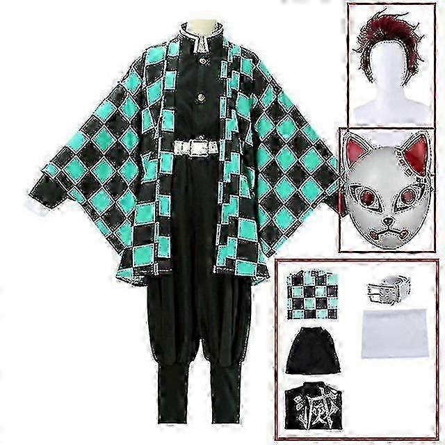 鬼滅の刃 鬼滅の刃 竈門炭治郎 コスプレ衣装 着物 ハロウィン アニメ 制服セット 大人の子供向け V