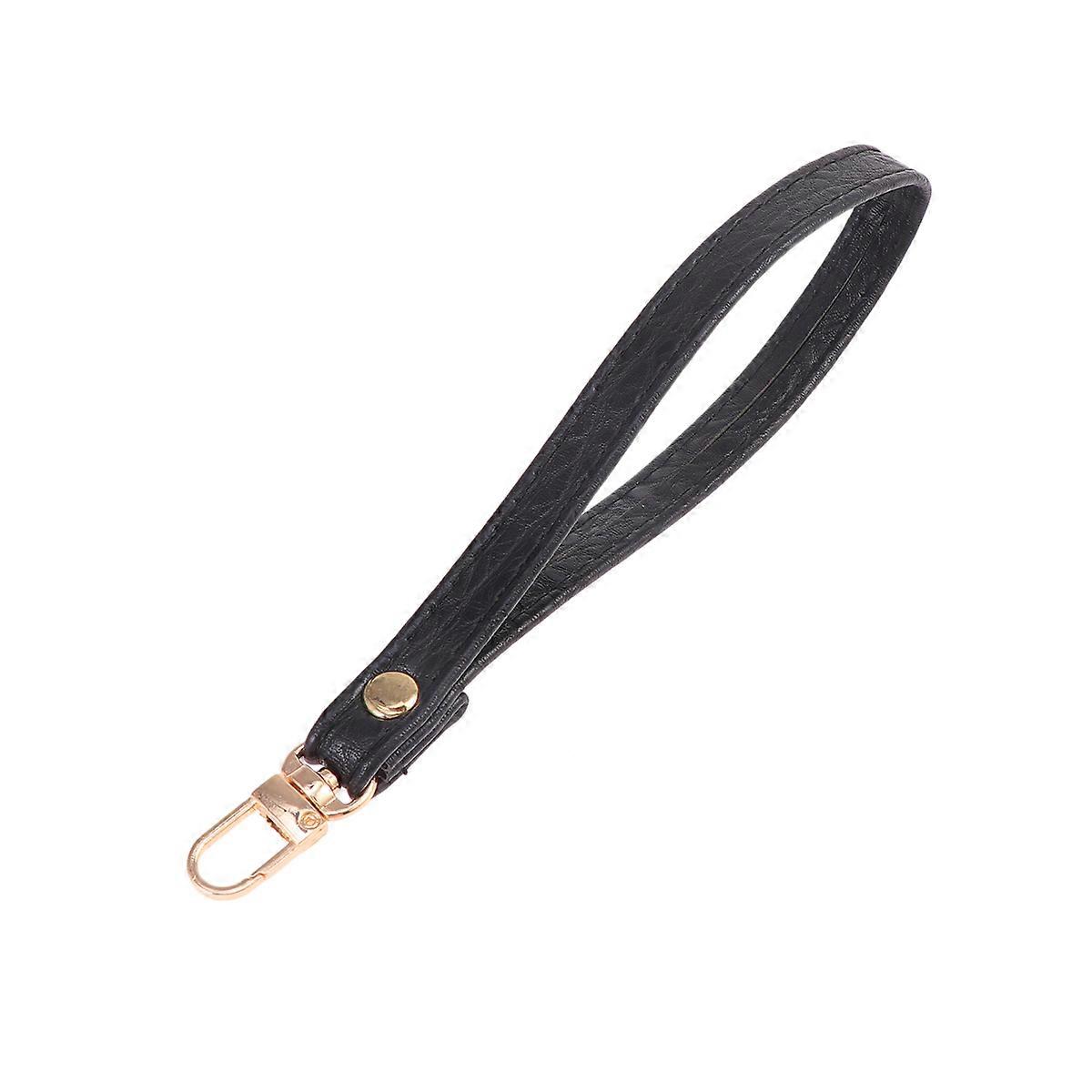 Handbag Wallet Wristlet Strap PU Purse Wrist Lanyards Replacement Keychain Hand Strap (Black)