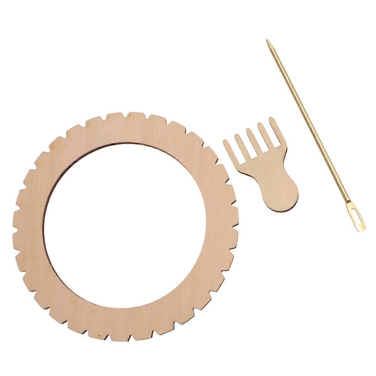 Tapestry Weaving Comb Wood Beige Color Round For Intellectual Development Parents And Children 1Pack