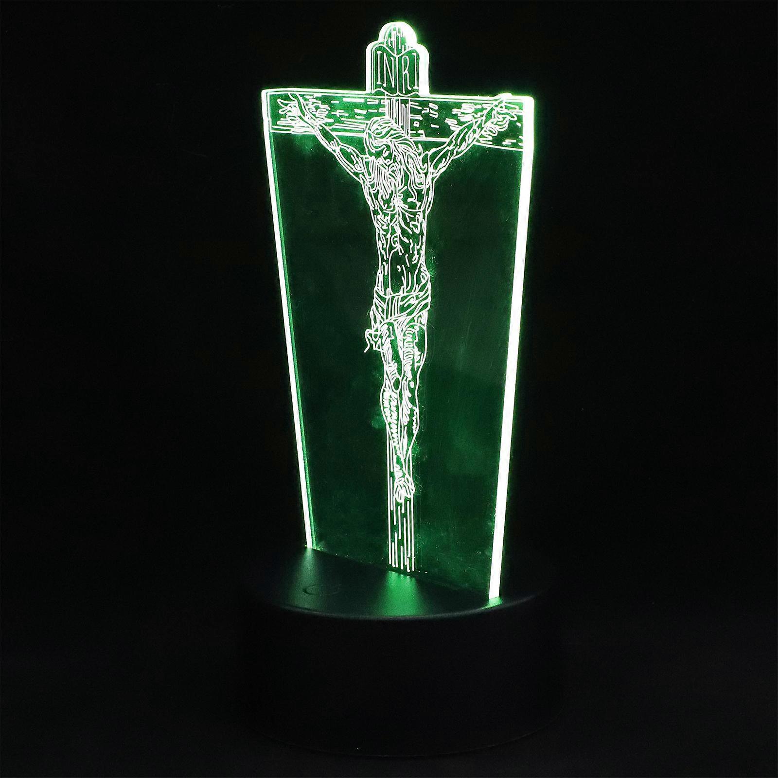 Jesus Cross Night Light in Acrylic for Home with Warm Ambient Light and Stable Design Multi Color