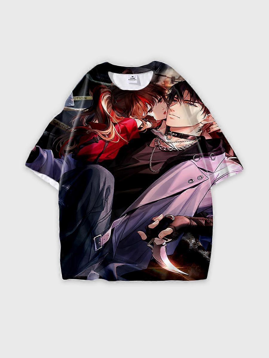 T-shirt round neck Role Pattern loose short sleeve E917