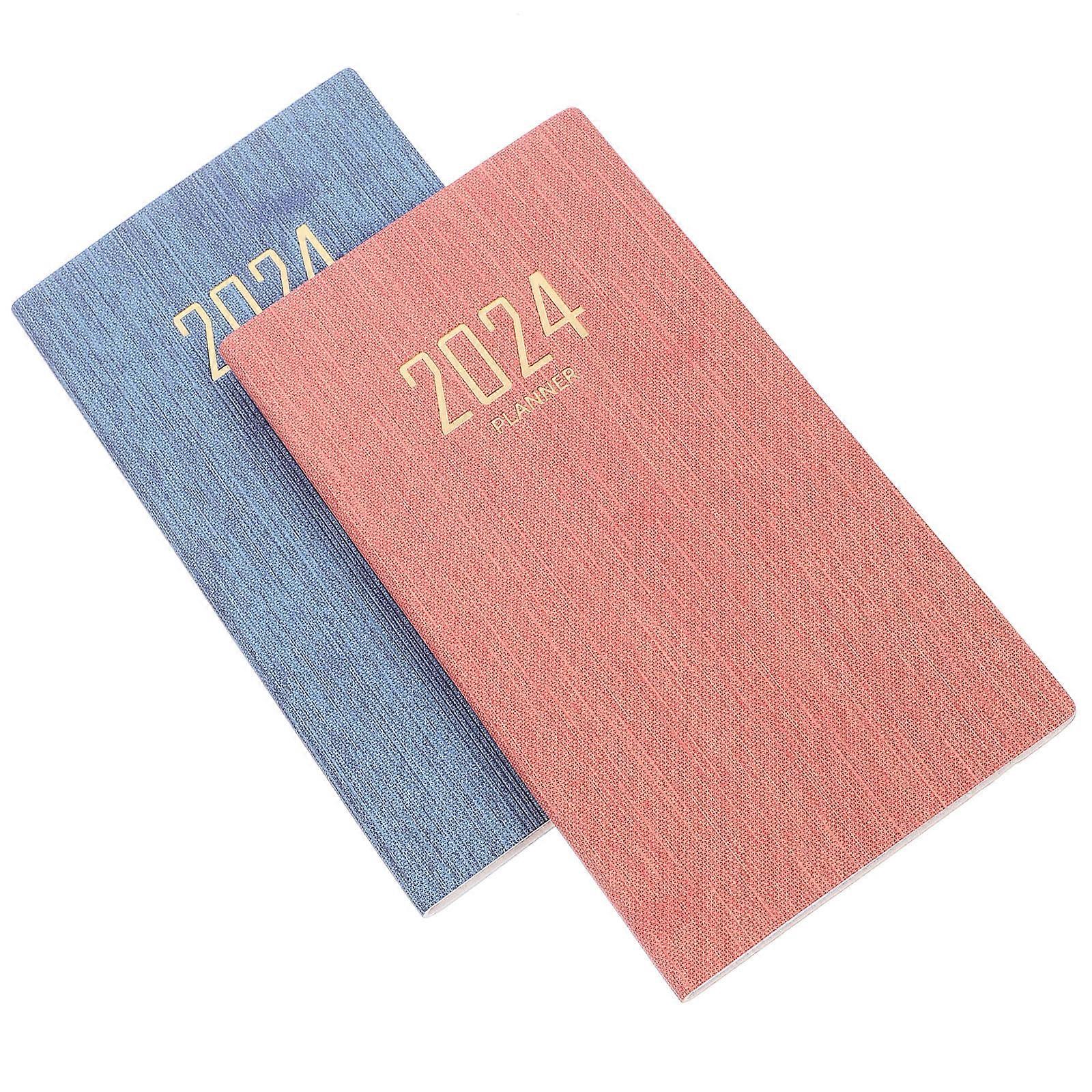 2pcs Planning Writing Notebook Yearly Schedule Notepad Office Daily Planning Notebook (A6)