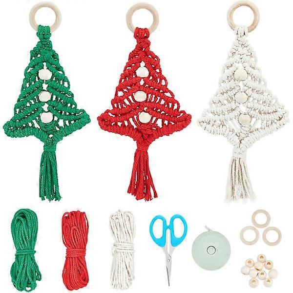 3 Set Macrame Christmas Tree Decorations Kit DIY for Beginners
