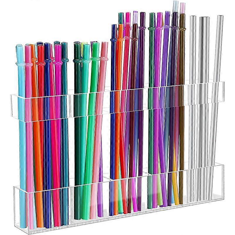 Acrylic Straw Holder for Cabinet Door, Space-Saving Straw Organizer Storage Dispenser for Cabinet Doors or Countertops, Reusable Tumbler Straw Organiz