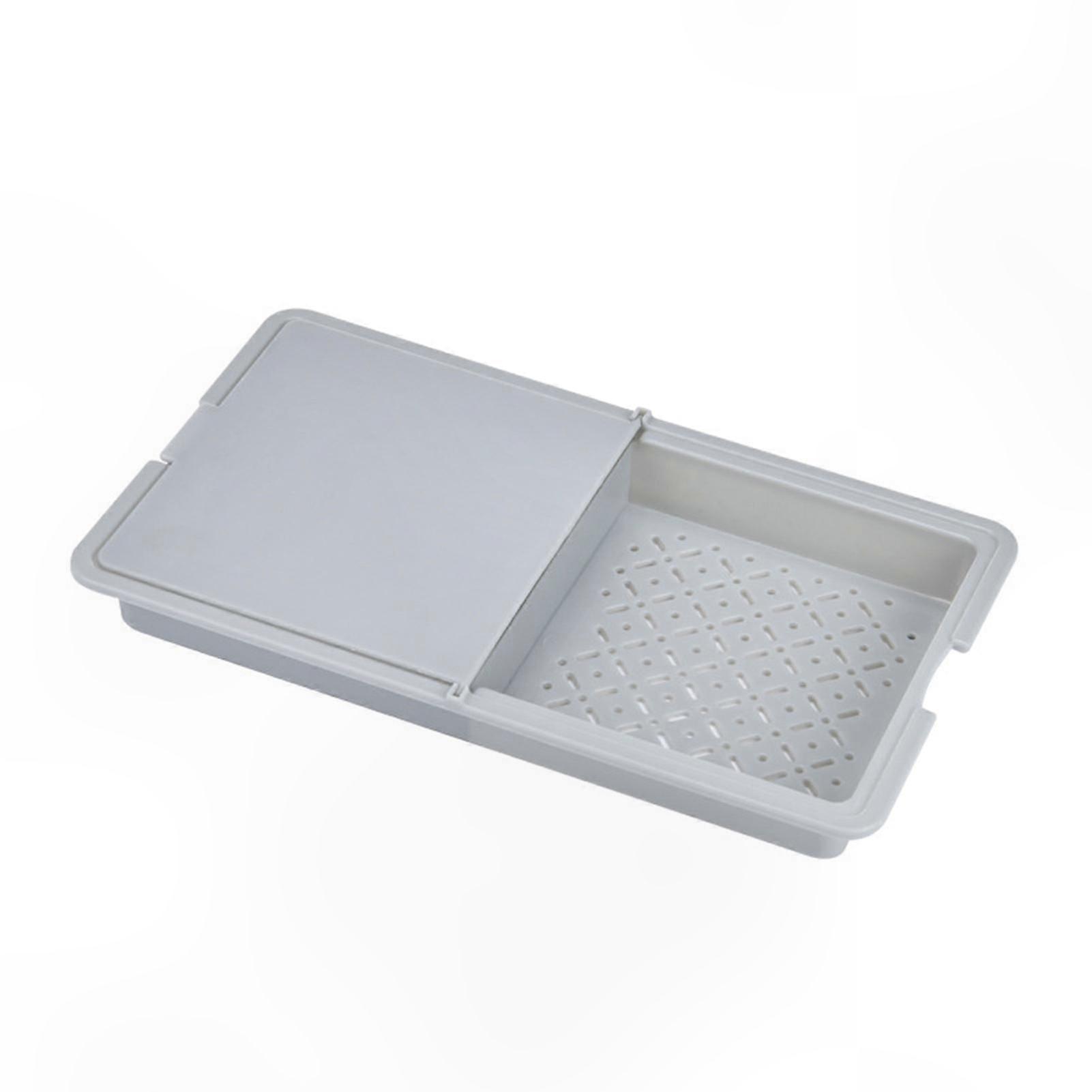 Double-Sided Rotating Cutting Board with Drain Holes and Storage Tray for Kitchen Use Food Grade 3-in-1 Chopping Block