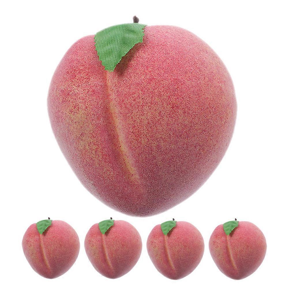 Pink Lifelike Fake Peach Models for Decor with Fine Craftsmanship and Realistic Details 5pcs