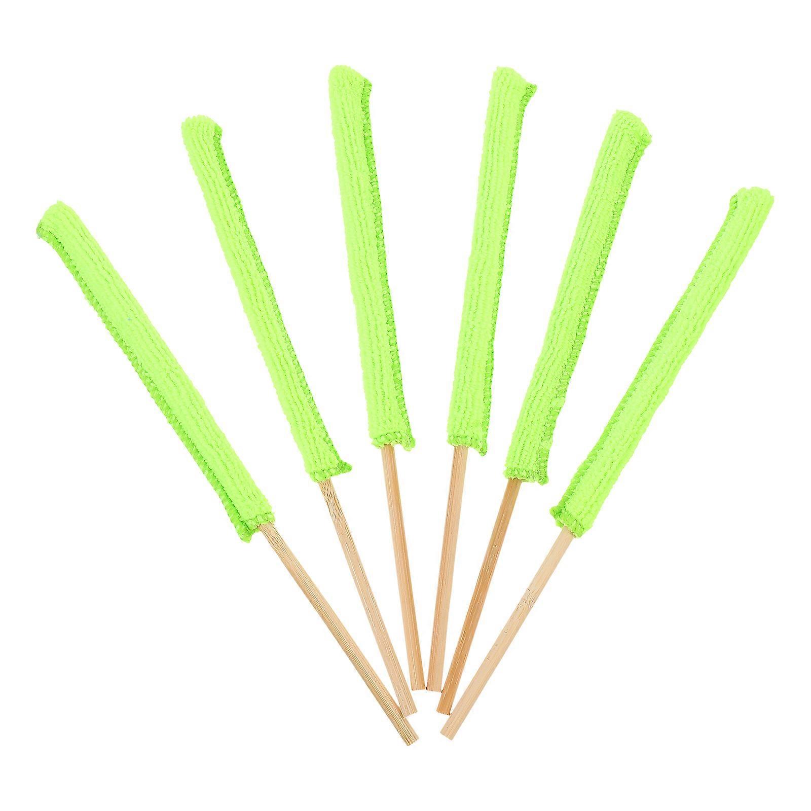 6pcs Ergonomic Bamboo Cleaning Brush Set Multi Function Bottle & Cleaner with Long Neck Design for Glassware & Narrow Bottles, Scratch Resistant