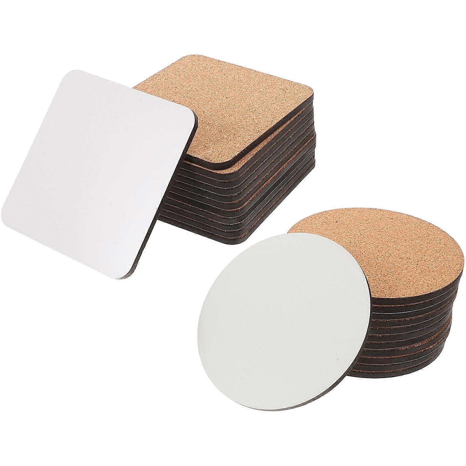 Bulk Sublimation Coasters with Protective Cork Backing for DIY Crafts and Home Use White 3.75 Inches Round