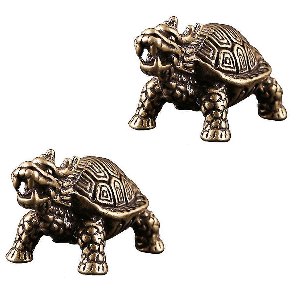 Antique Brass Dragon Turtle Ornaments Retro Desktop Adornments Creative Feng Shui Design for Home Office Unique Craftsmanship for Prosperity