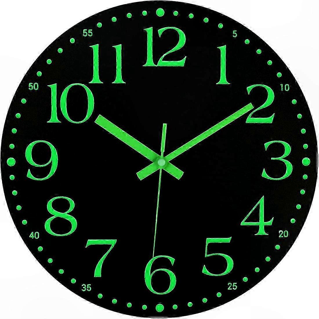 12-Inch Silent LED Wall Clock, Battery Operated Non-Ticking Timepiece with Illuminated Display for Bedroom Decor