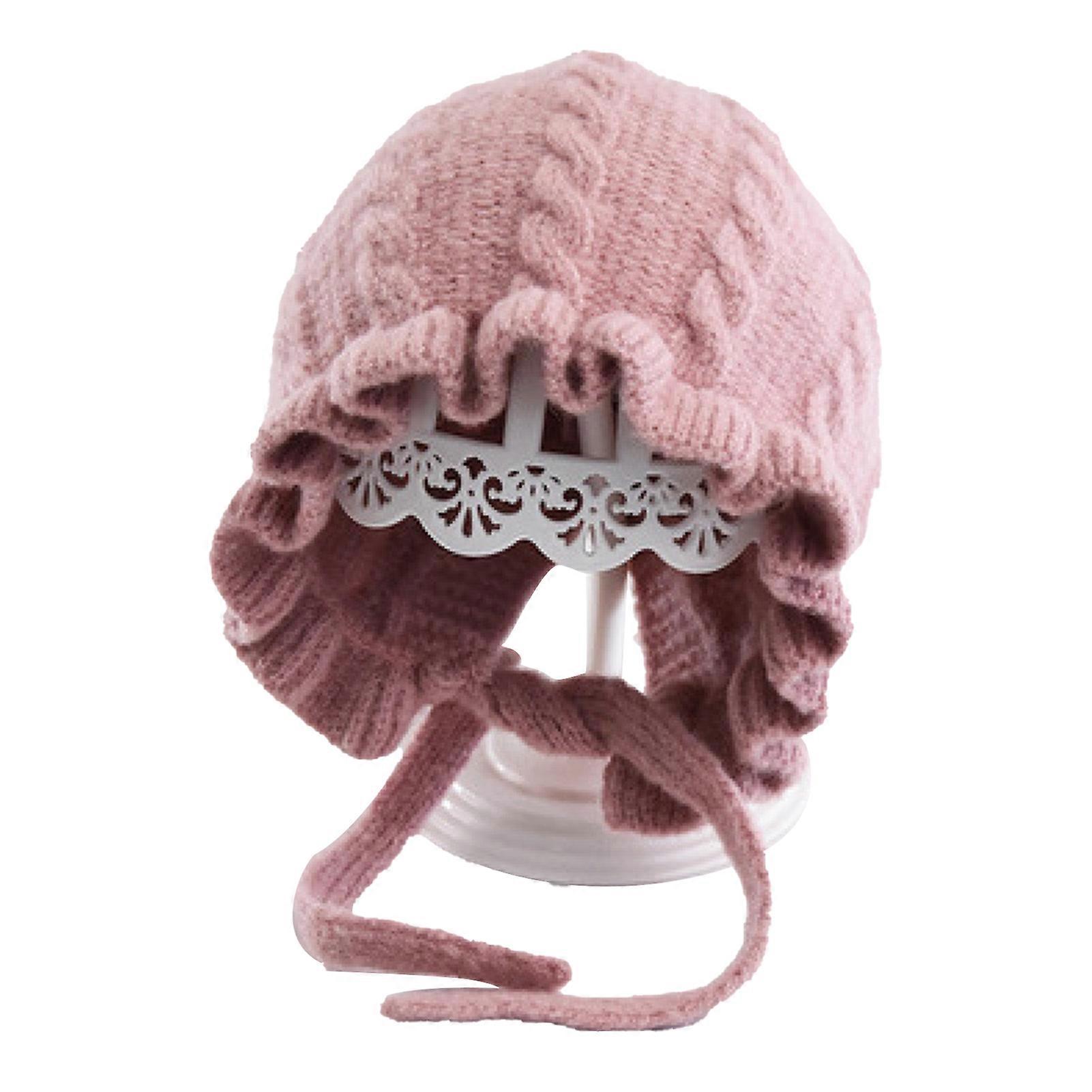 Baby Beanie Hat Knitted Soft Skin Friendly Cute Style Elastic Breathable Toddler Winter Hat for Kids 3 to 24 Months Pink