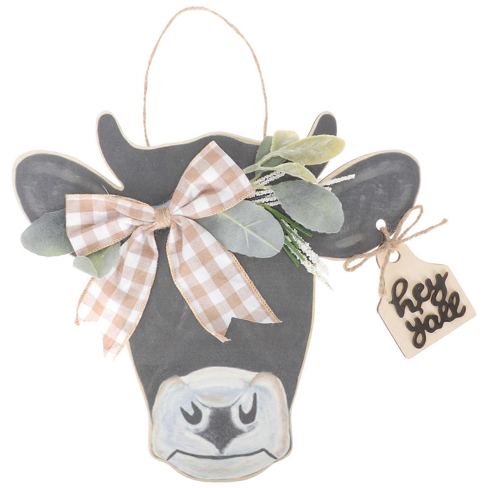 Wooden Pendant Sign with Cow Pattern for Decor Hangs Perfectly on Walls or Doors