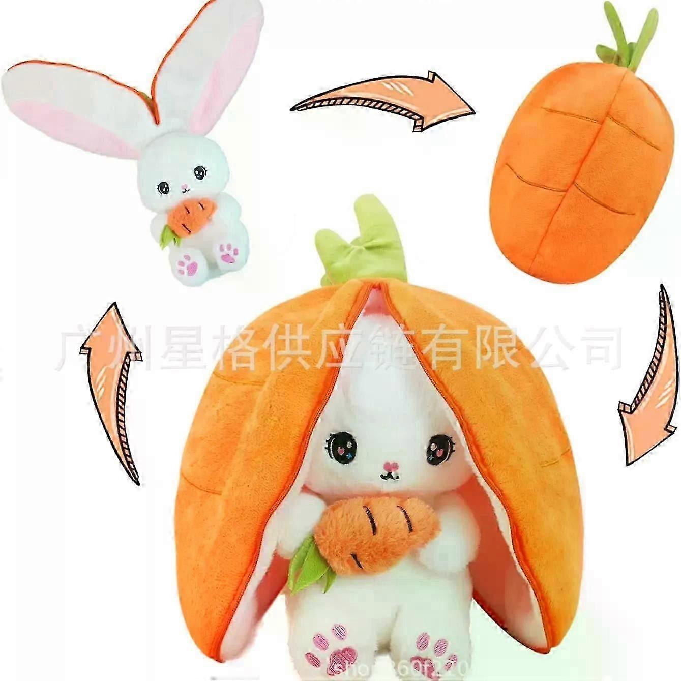 Reversible Bunny Plush Toy - Fun Strawberry Bunny That Transforms into a Carrot
