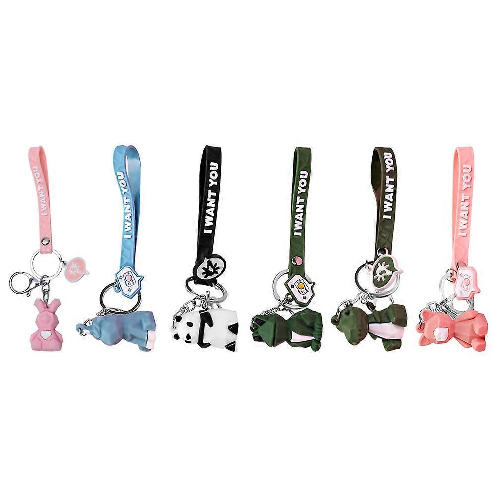 Cartoon Hanging Keychains 6Pcs Creative Appearance Daily Use Key Pendant For Children