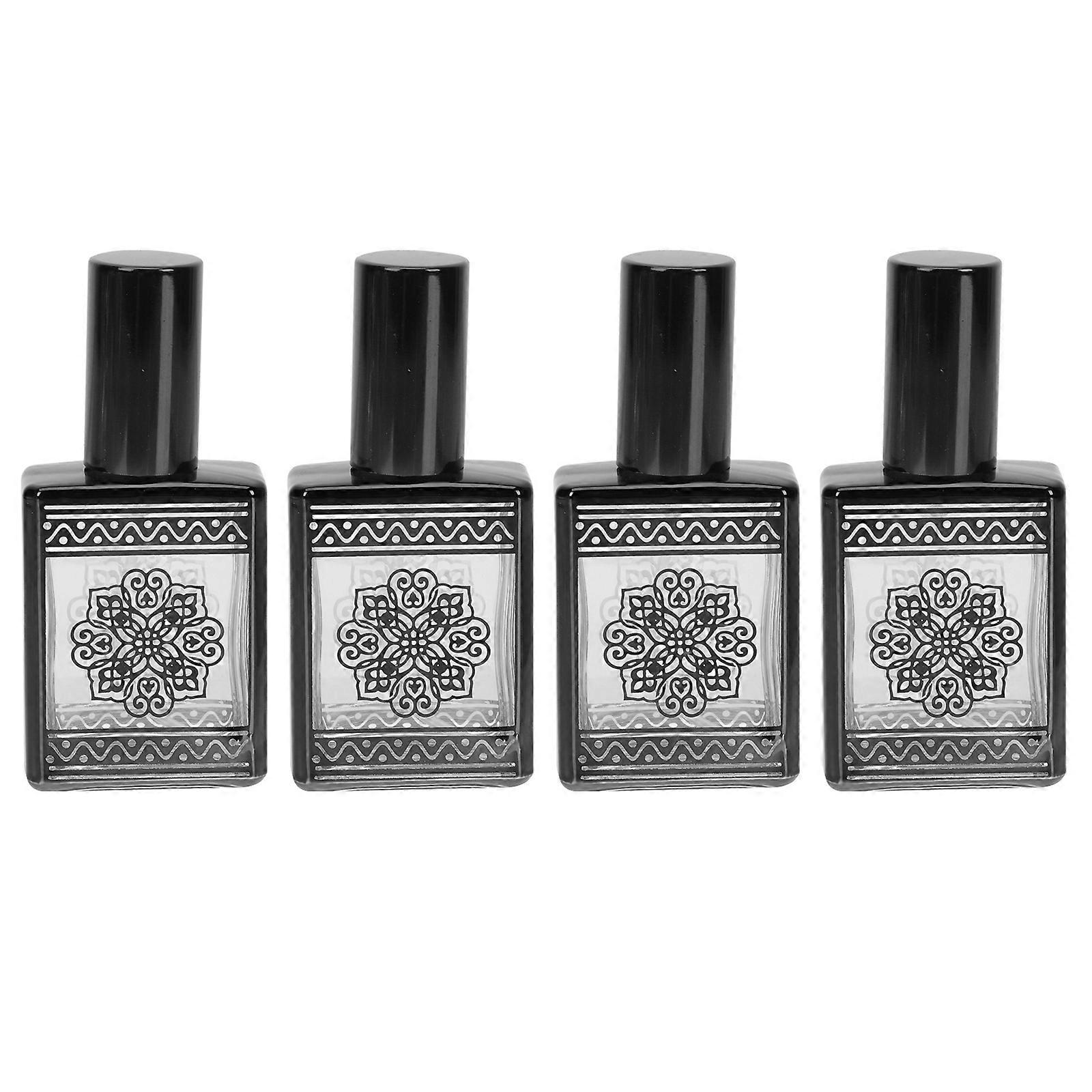Black Glass Perfume Sub Bottle for Storage Use with Durable PP Pump 4pcs 15ml
