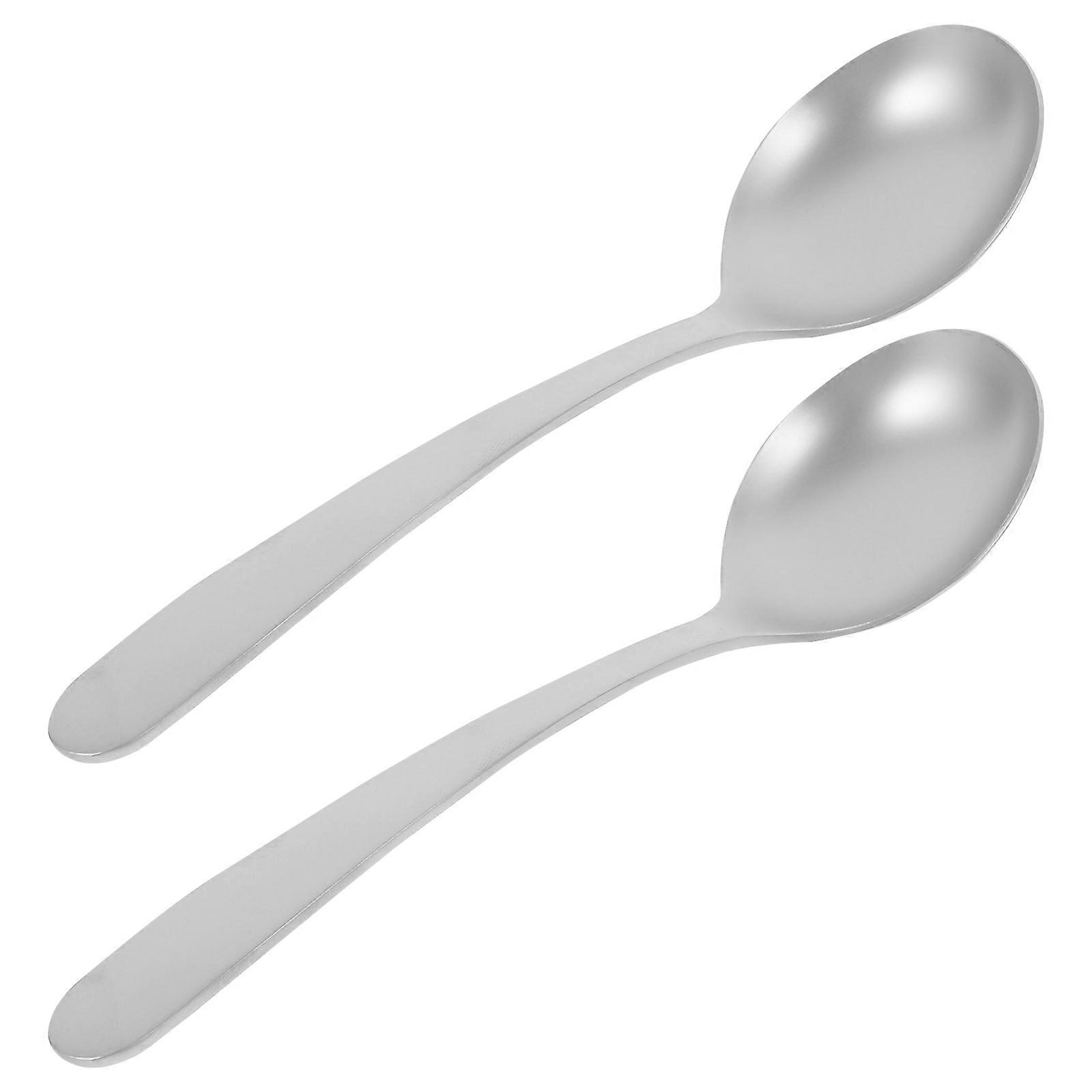 Stainless Steel Spoons 2Pack Simple Design Household Item Smooth Surface Easy to Clean Silver