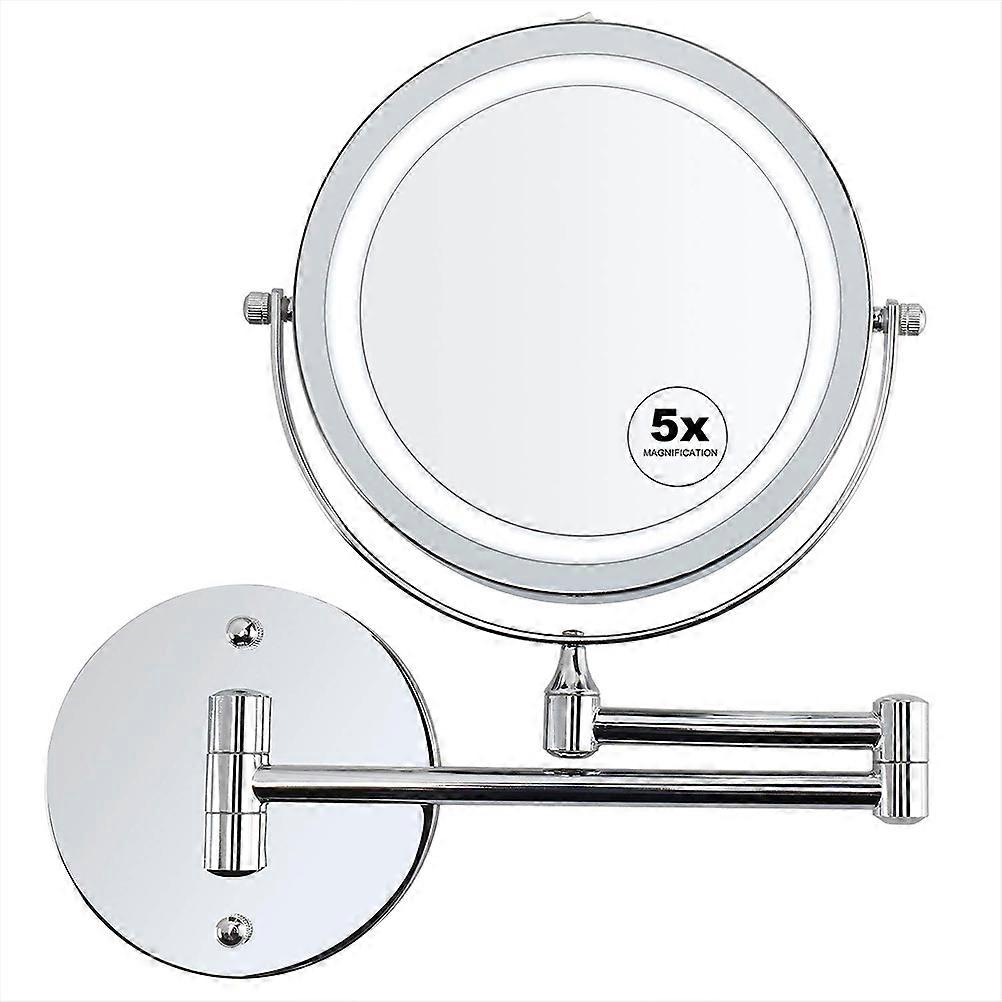 360° Rotating LED Bathroom Mirror with USB Charging & Magnifier