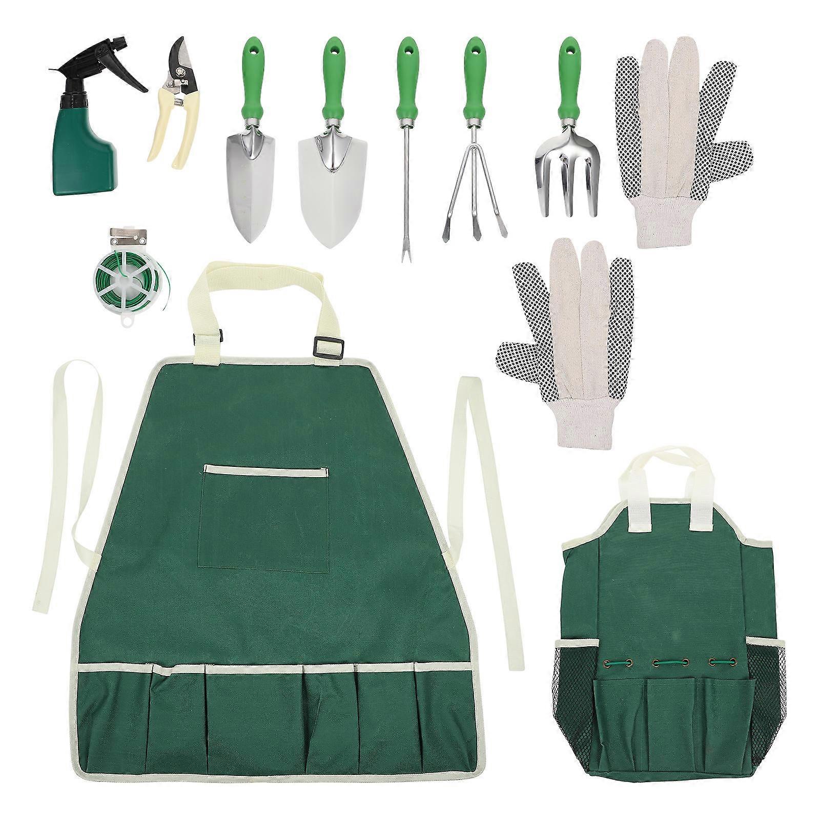 Olive Green Gardening Tools Set 11Pcs Portable Tools For Garden Planting With Durable Stainless Steel And Easy To Store Features