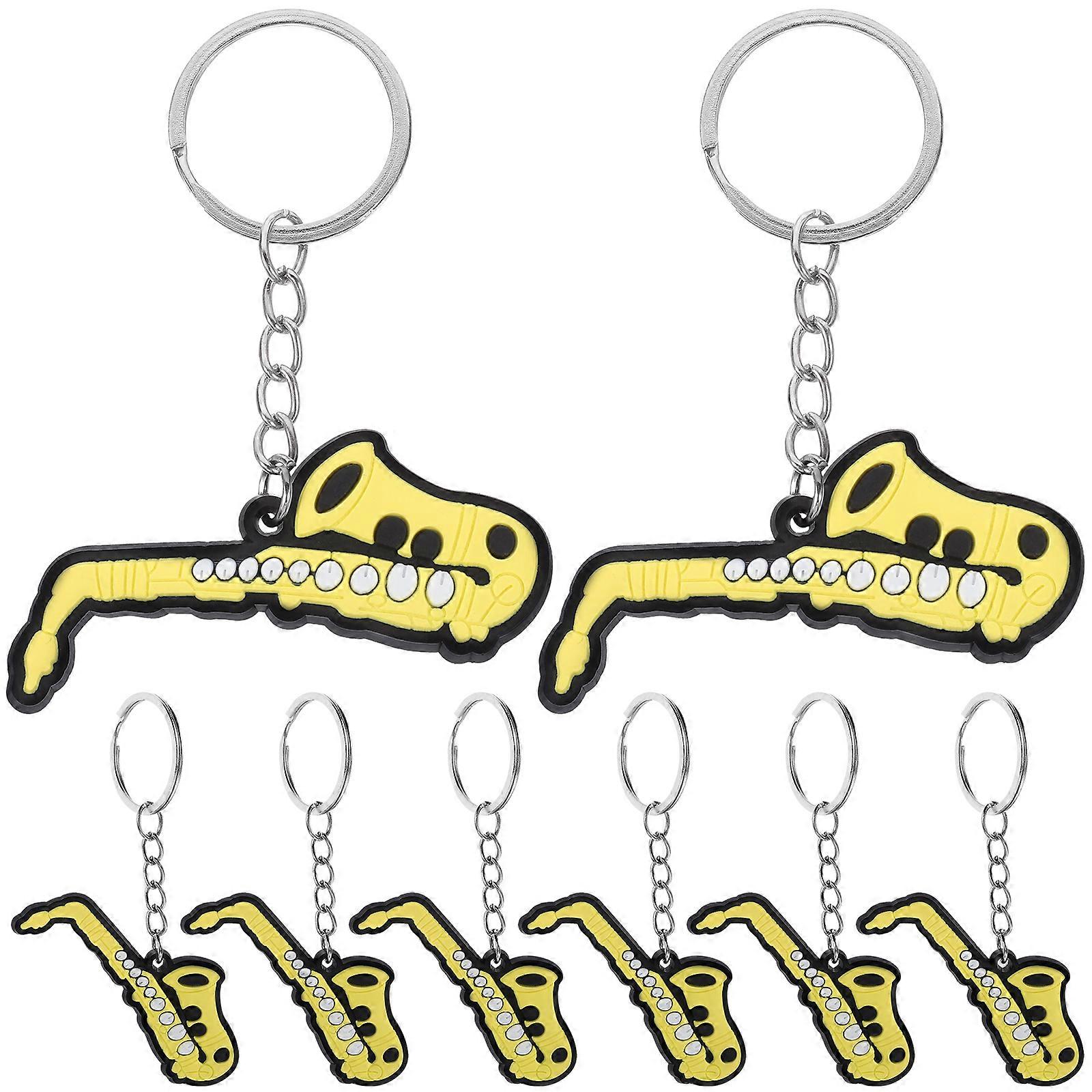 Saxophone Instrument Keychain for Decoration 8Pcs Musical Pendant Keyring