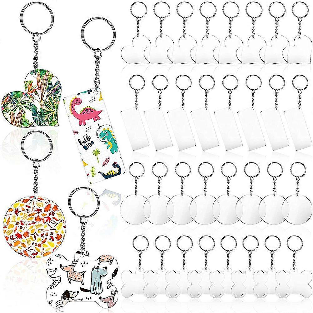 32Pcs Keychain Blanks For DIY Projects Fun Accessories With Transparent Color Made From Acrylic For Creative Craft
