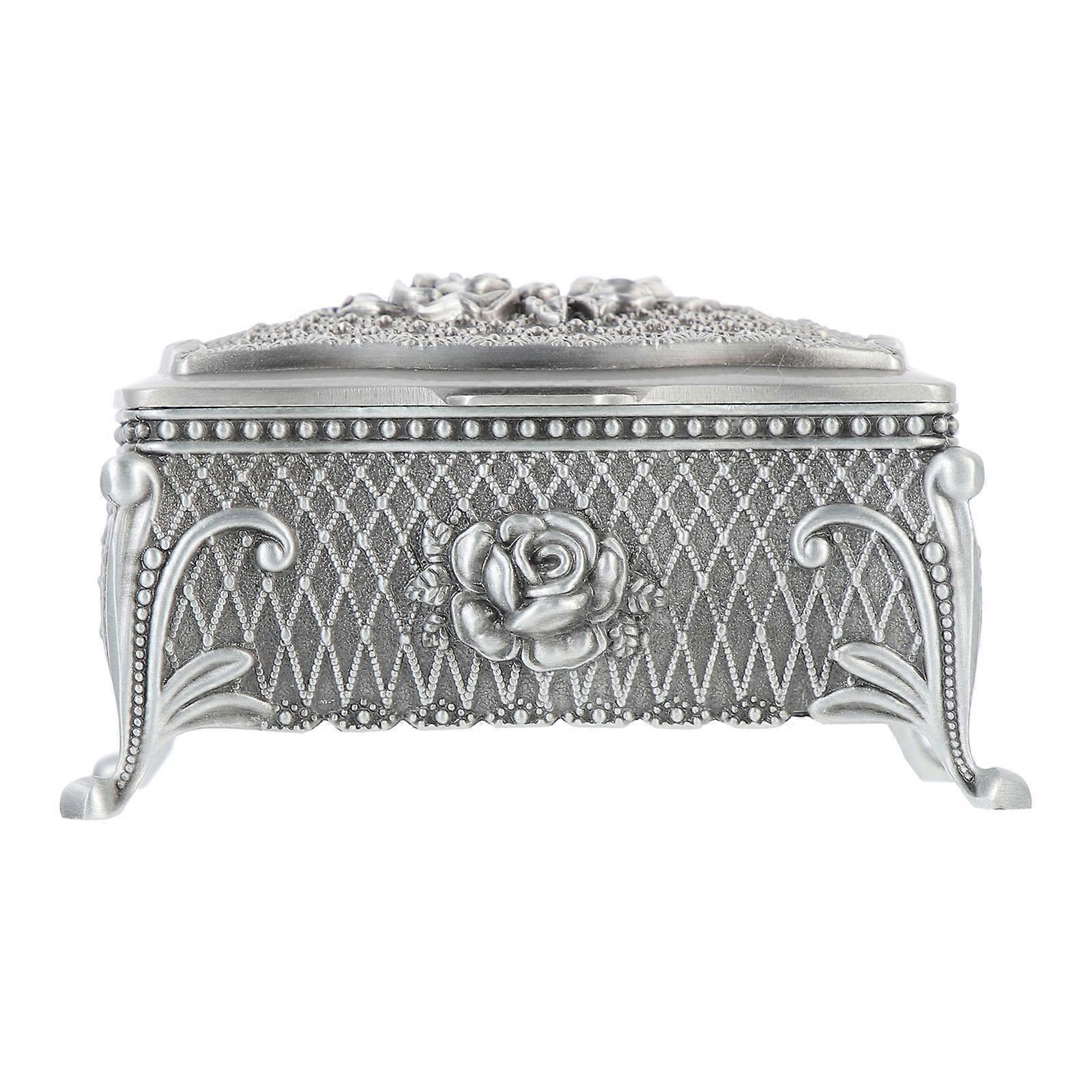 صندوق مجوهرات مزخرف سبائك الزنك النقش حالة تخزين ديكور المنزل 9.6X7.3X5.7CM تخزين المجوهرات 1 مجموعة