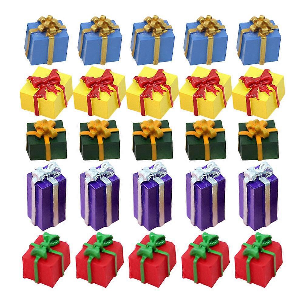24pcs Mini Christmas Ornament Boxes Festive Resin Decorations for DIY Holiday Tree and Tabletop Decorations