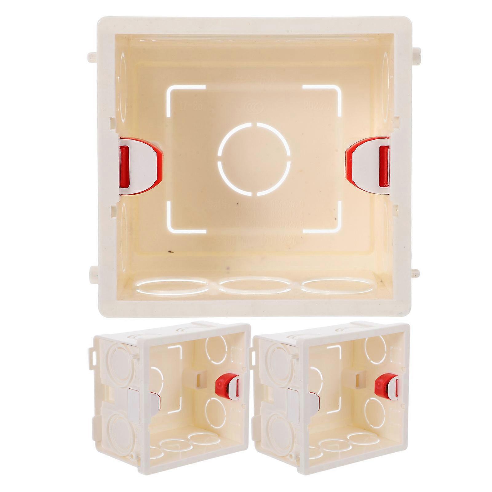 3Pcs Electrical Project Junction Box Wall Mounted Concealed Installation Suitable For Office Use Durable PVC Material