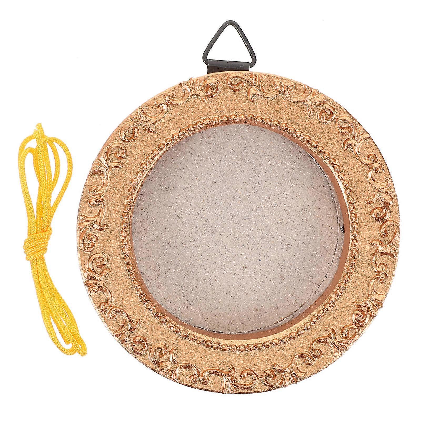 Mini Vintage Round Photo Frame Ornament with Rope for Christmas Tree Hanging – Lightweight Creative Picture Frame for Holiday Party Decoration and
