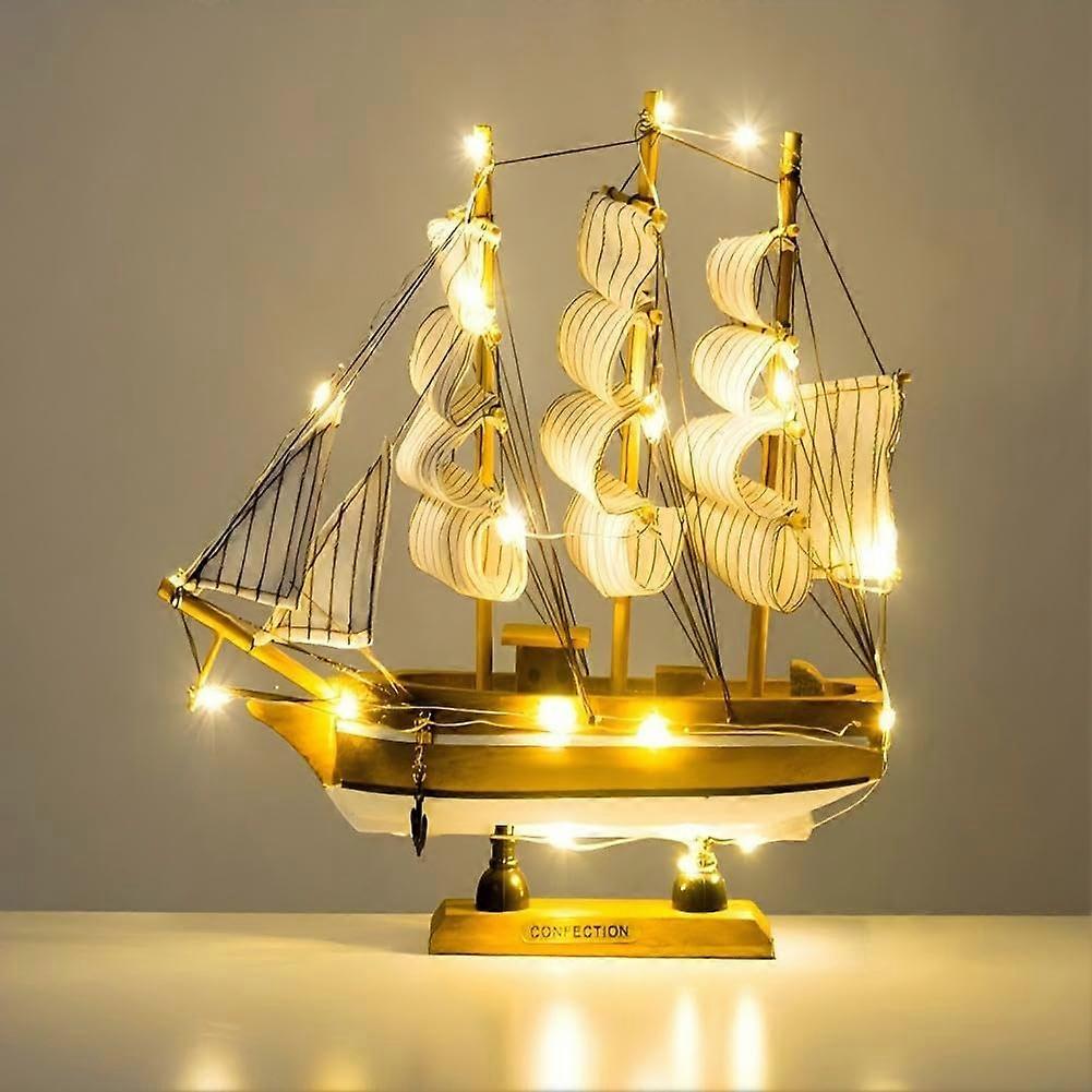 Sailing Boat Model, Maritime Decoration with Light Cord