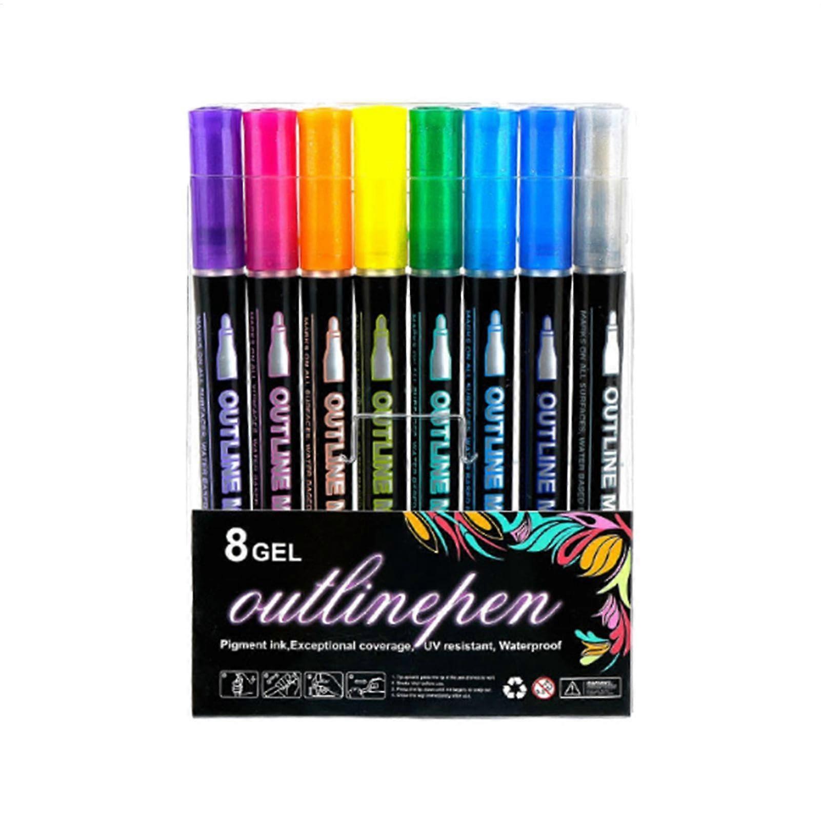 Graffiti pens, metallic ink, quickdrying, nonfading, 12 colors.