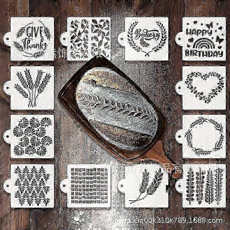 2025 12pcs Bread Stencils Baking Stencils Cake Pie Stencils Cookie Decorating Templates For Sourdough Bread And Cakes