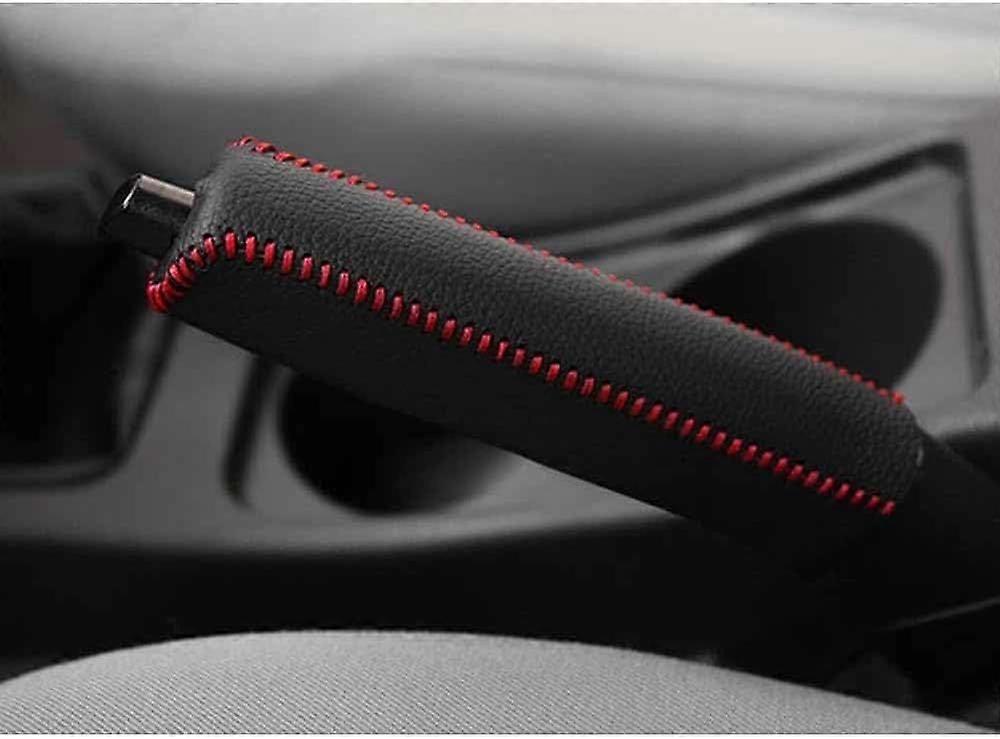Car Handbrake Cover Mini Clubman R55 F54 2007-2025 Leather Protector, Black With Red Line, Handbrake Handle Cover