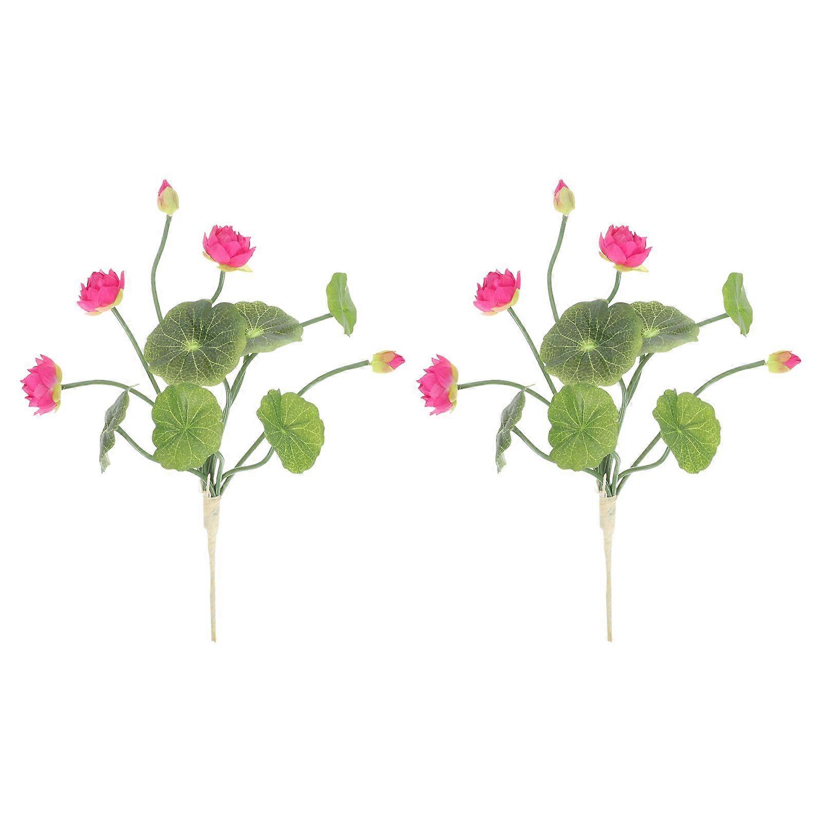 2Pcs Artificial Flower Fake Lotus Ornament Scene Lotus Decoration for Home