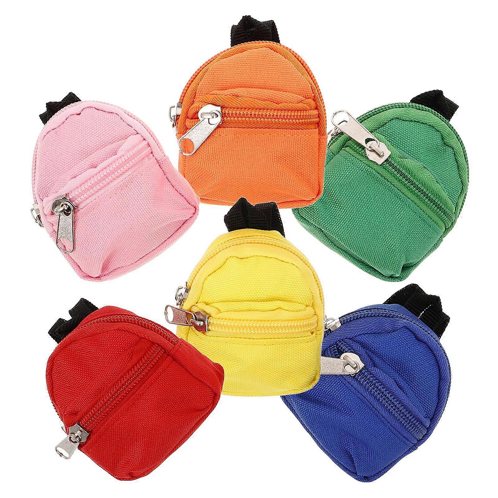 Mini Doll Backpack - 6pcs Mini Backpack Keychain Tiny Pendant Coin Purse Backpack Accessories for Dolls Kids Miniature Props Dollhouse