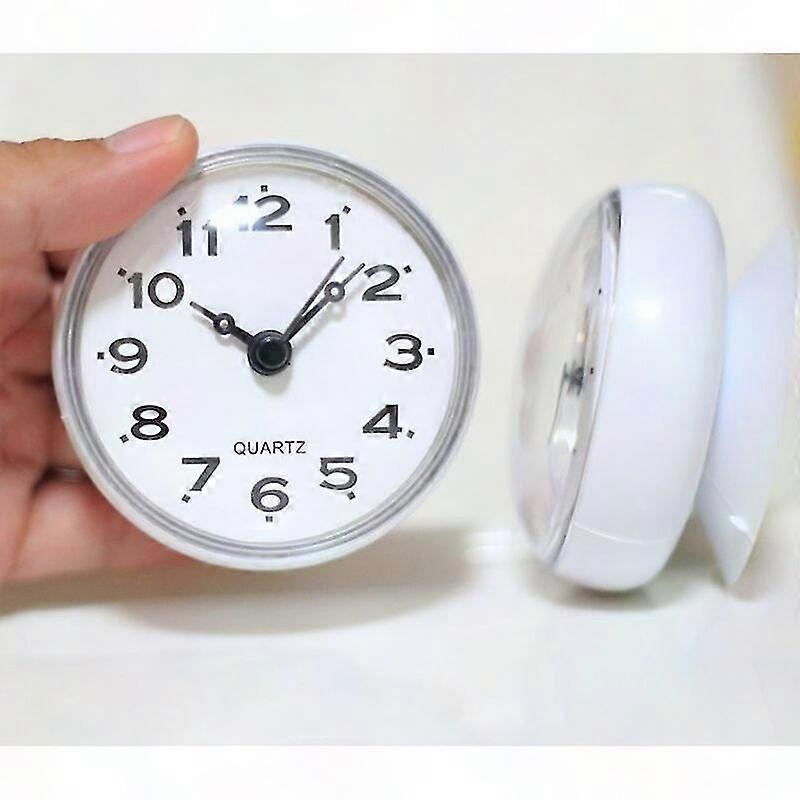 Waterproof Bathroom Wall Clock Small Kitchen Watch with Suction Cup Mini Clock