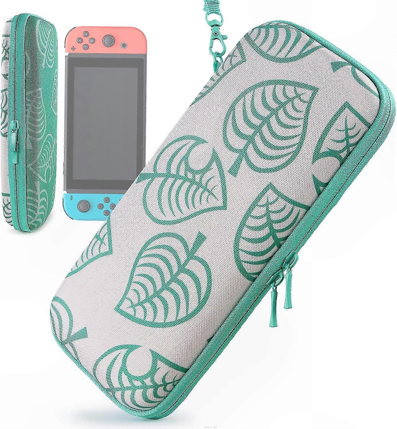 Travel Case for Switch Console and Accessories - Protective Bag with Leaf Crossing Design
