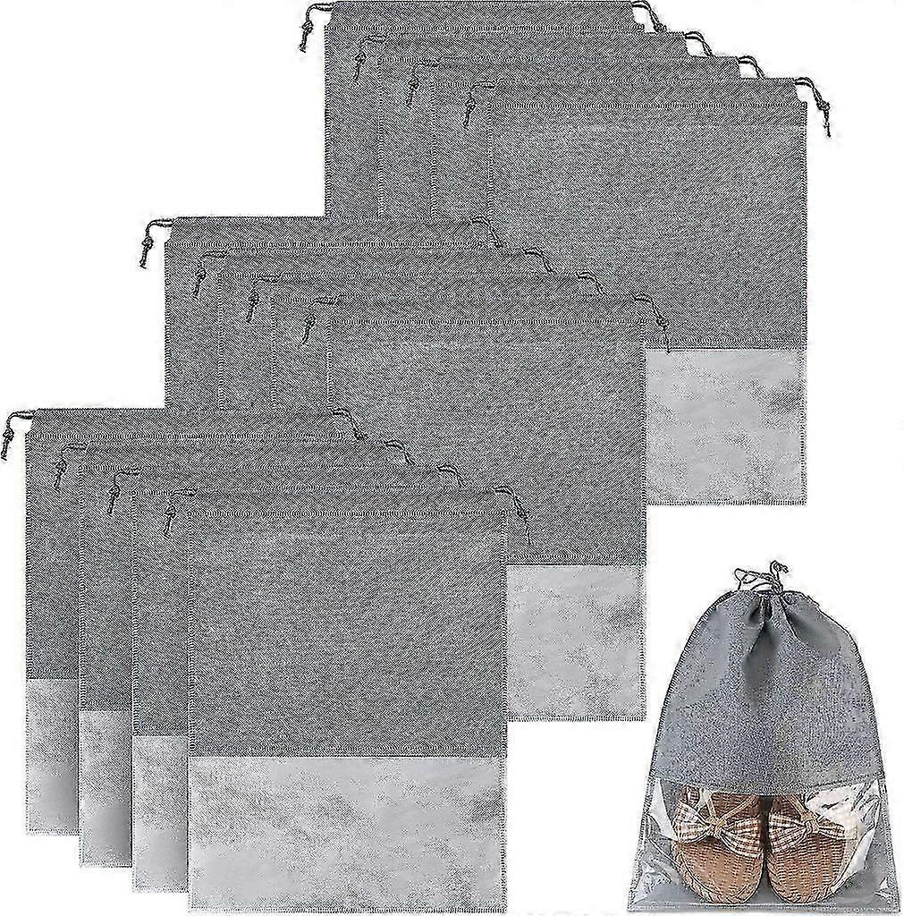 12'li Paket Seyahat Ayakkabı Çantaları, Saplı ve Şeffaf Pencereli, Hafif ve Dayanıklı