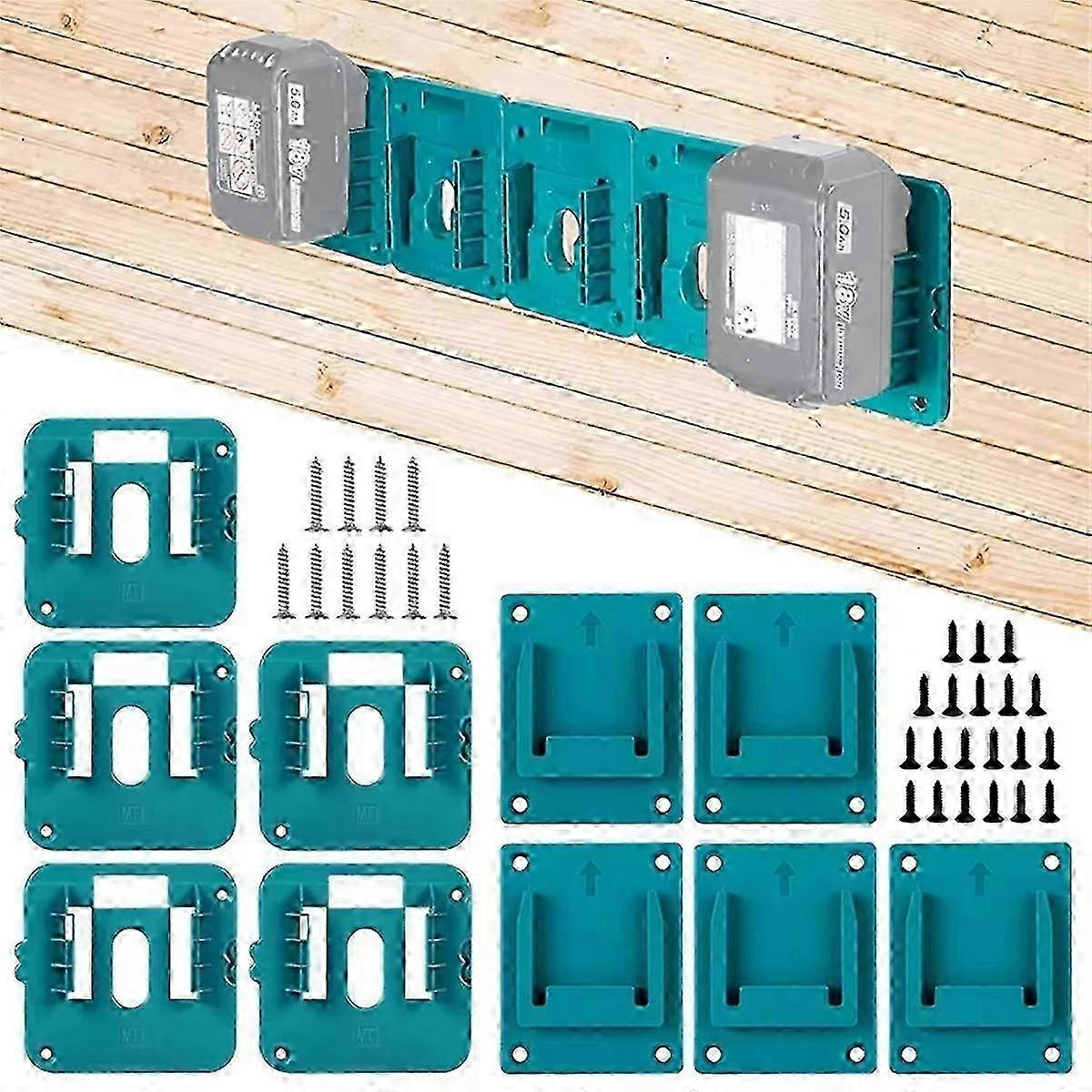 A 10-Pack Battery Storage Rack and Wall Mount Bracket Machine Holder for Makita 14.4V-18V Li-Ion Battery Toolsb