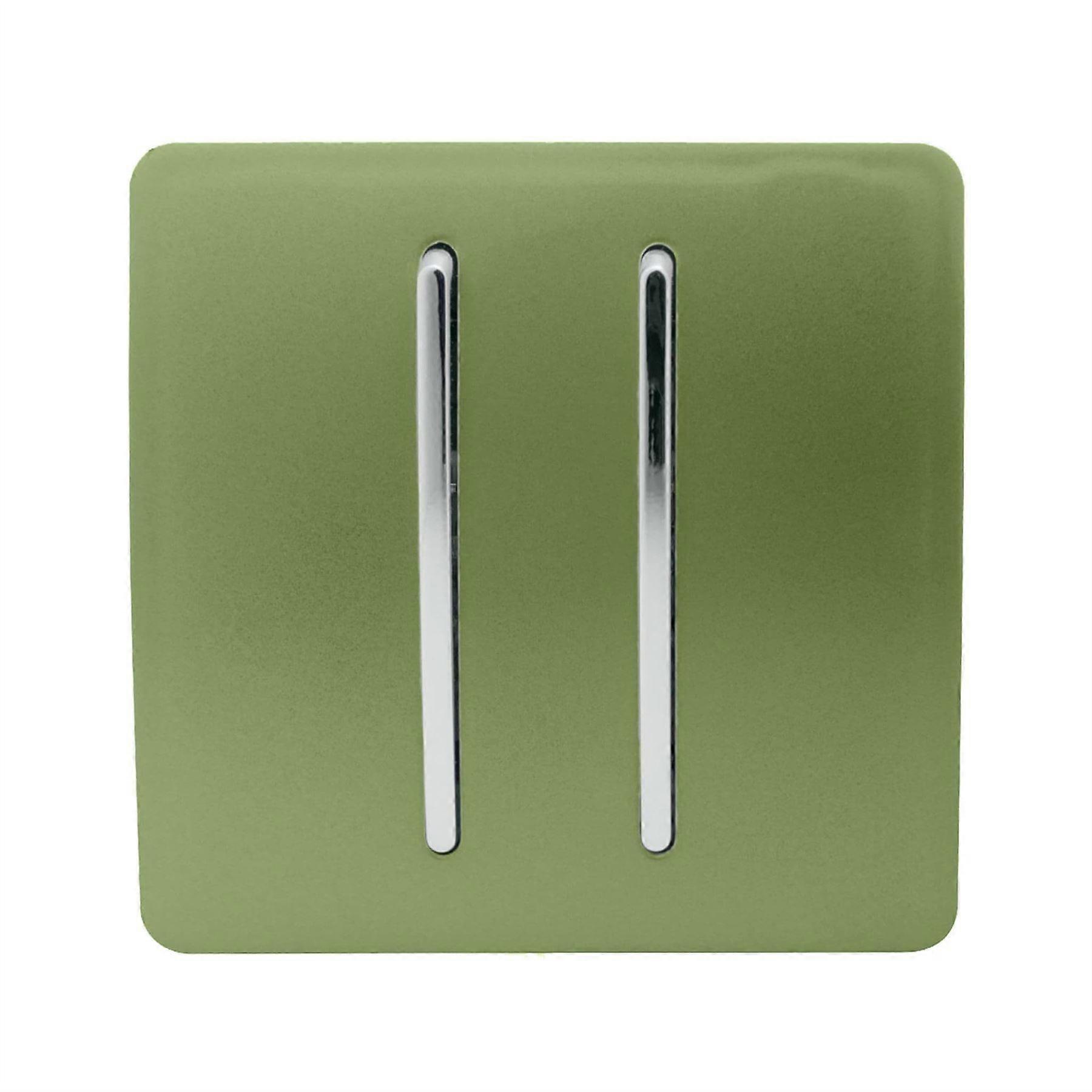 Trendi 2 Gang 3 Way Intermediate Artistic Modern Glossy 10 Amp Rocker Light Switch Moss Green