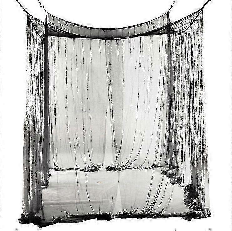 Black XL Mosquito Net Bed Canopy with Sky Protection Against Flies and Insects