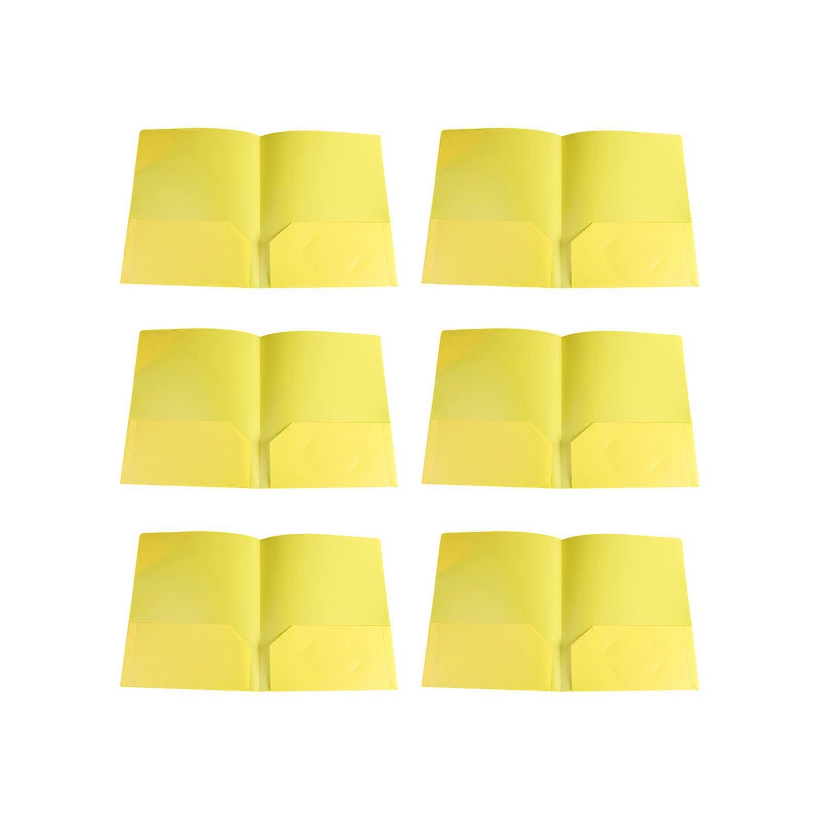 6Pcs Two-Pocket Folders Letter Size File Folders with 2 Pockets Holds 100 Sheets Document Organiser Presentation Folders  Yellow