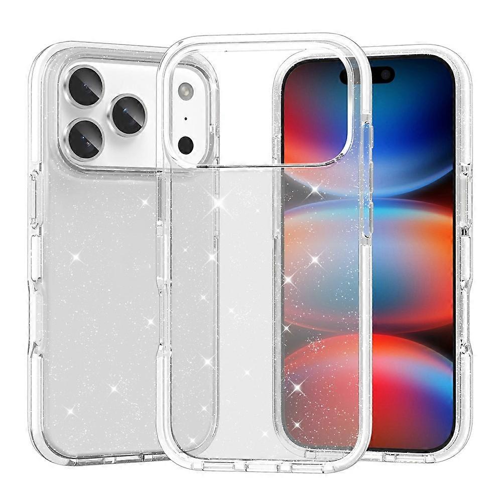Compatible For iPhone 17 Pro Max Glitter Case PC Back TPU+TPE Frame Bling Sparkle Shockproof Cover