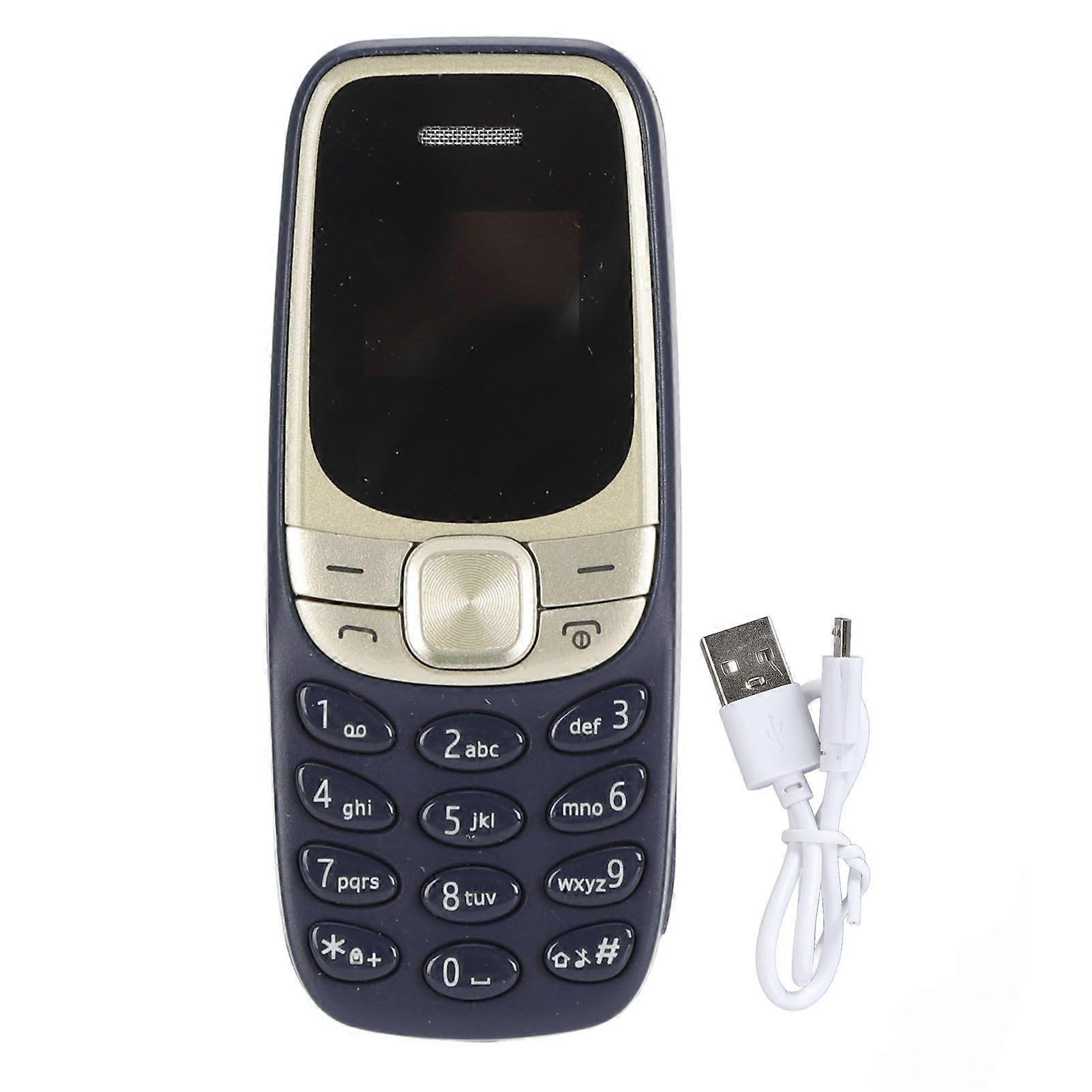 Smallest Mobile Phone Bluetooth Dialer Dual SIM Card GSM 2G Unlocked Mini Cell Phone for Child Students Blue