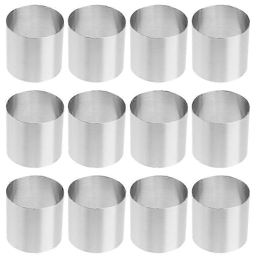 12 Pcs Cake Decorating Set Tart Ring Baking Tool Round Cake Ring Adjustable Cake Ring5X5X5CMSilver