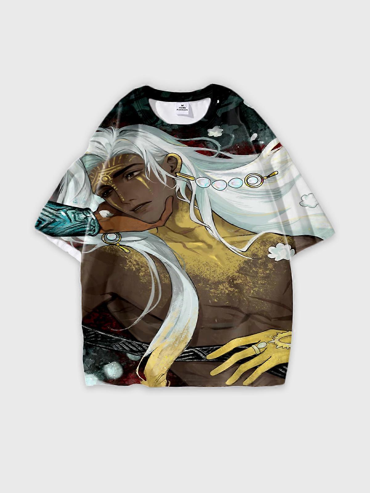 T-Shirt Round Neck, Loose Short Sleeve Sultan’s Game Graphic Tee, Unisex Summer Casual Top V596