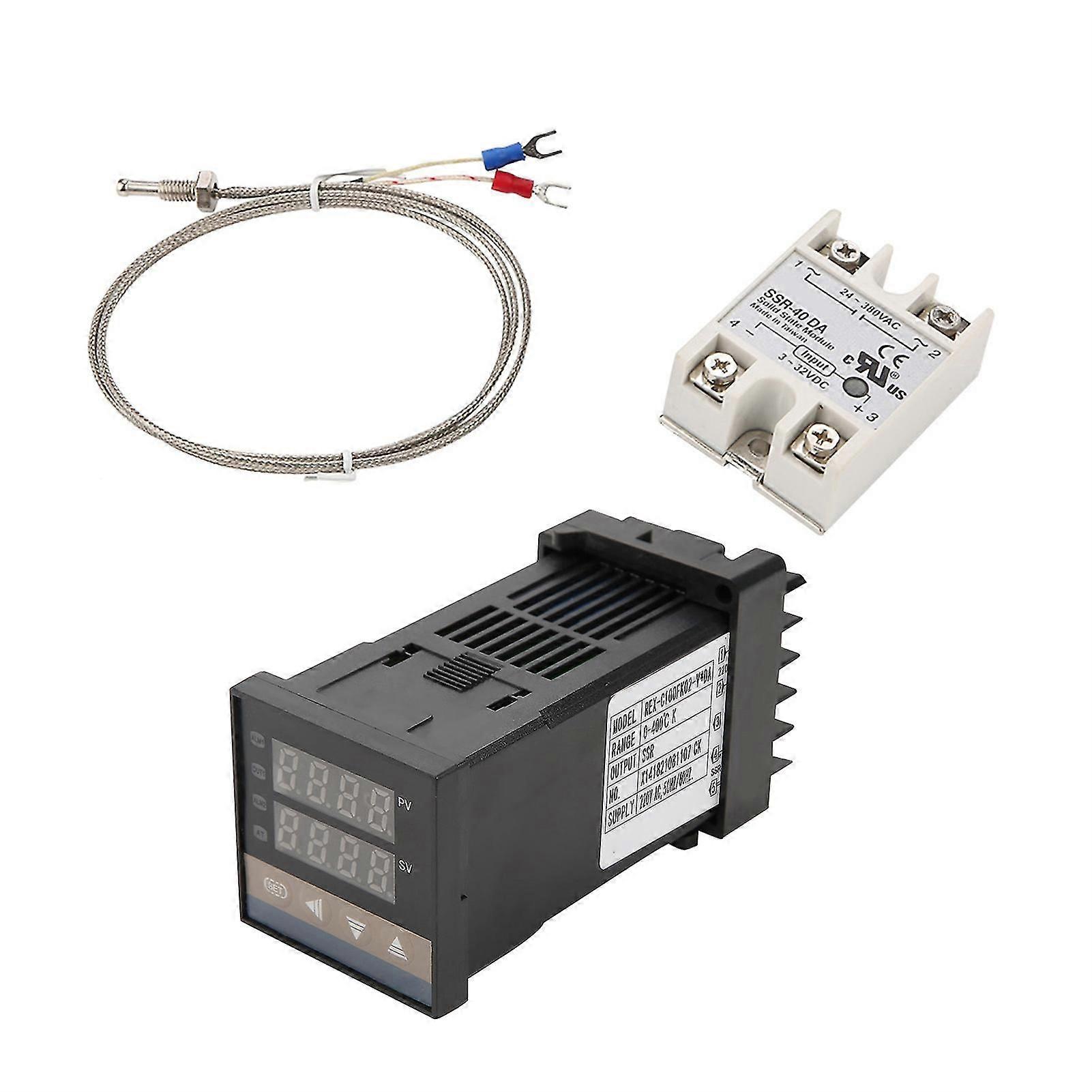 REX-C100 Digital PID Temperature Controller Thermostat with SSR Relay and K Type Thermocouple
