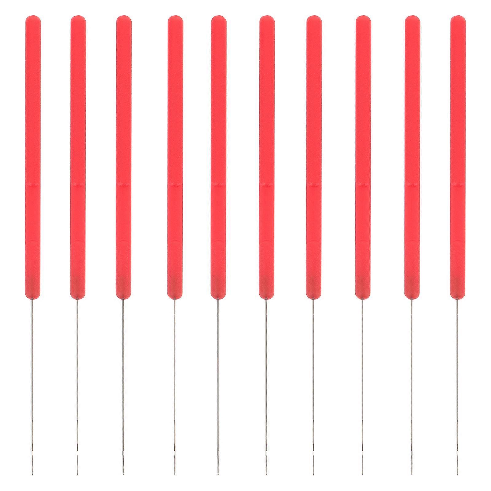 10pcs Red Beading Needles Bead Threading Tool for DIY Jewelry Making Durable Plastic and Steel Wire
