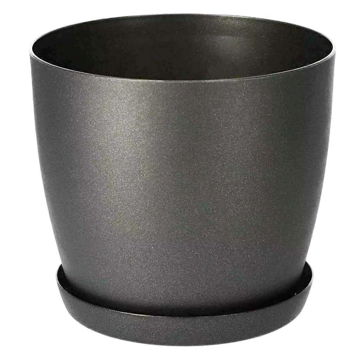 Flower Pots Plastic Plant Pots Matte Finish Black Graphite Matte 16 Cm Planter With Saucer Tray 6 Colours 8 Sizes